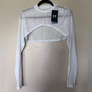 Under Armour Women's White Sheer Long-Sleeve Crop Layer Top